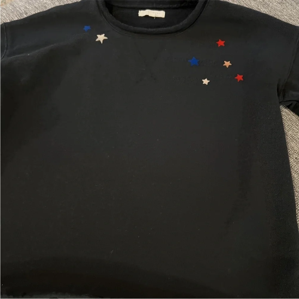Madewell Mile(s) Black Star Print Bell Sleeve Starry Night Sweatshirt J8533 XS - Picture 4 of 8